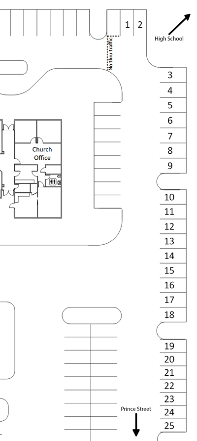 Parking lot diagram showing numbers spots available as part of the reservation program